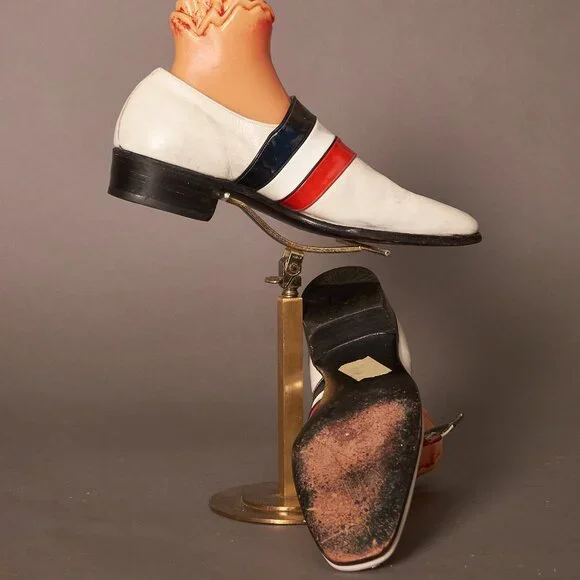 Late 60s Early 70s Stetson White Red and Black Slip On Men’s Shoes